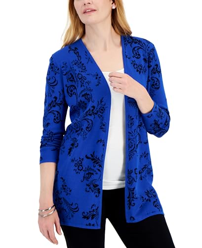 JM Collection Petite Printed Open Front Cardigan