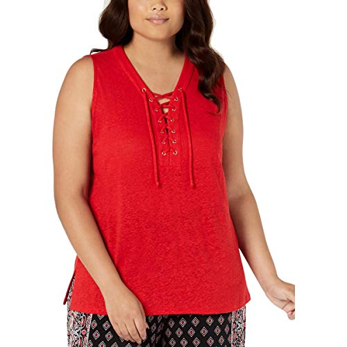 Plus Size Lace Up Tank Top