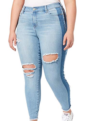 Celebrity Pink Trendy Plus Size Ripped Two Tone Skinny Jeans