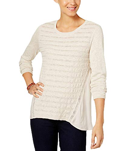 Style & Co Petite Cotton Pointelle Knit High Low Sweater