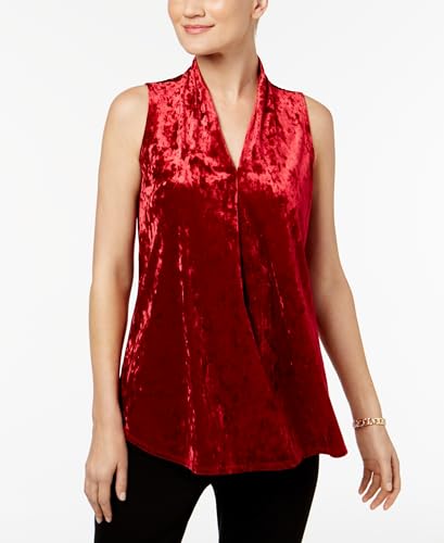 NY Collection Velvet Pleated Top