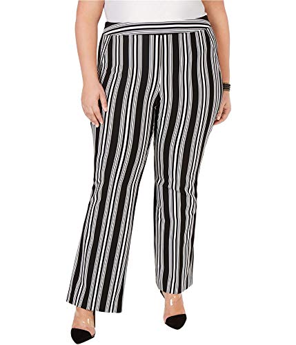 I.N.C. Plus Size Striped Ponte-Knit Boot-Cut Pants