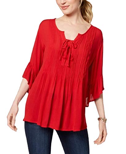 Style & Co Ruffled Lace Up Top