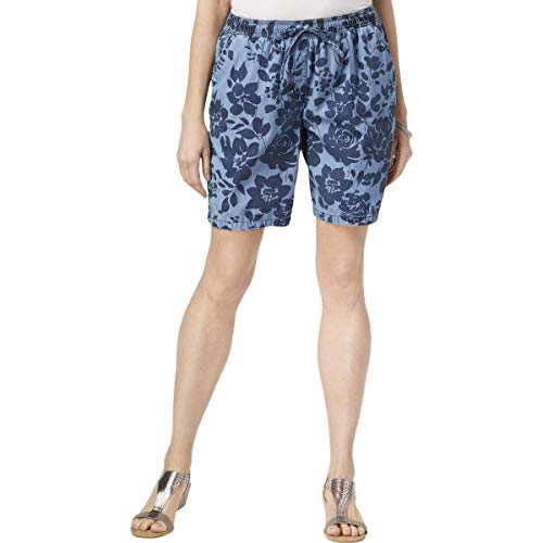 Karen Scott Petite Printed Chambray Shorts
