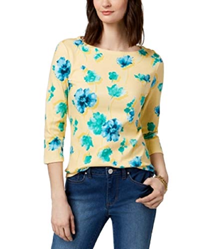 Button-Shoulder Print Top