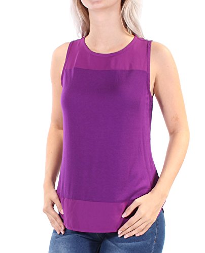Inc Purple Jewel Neck Sleeveless Casual Top
