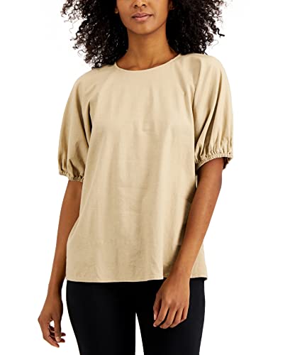 Alfani Puff Sleeve Crewneck Blouse