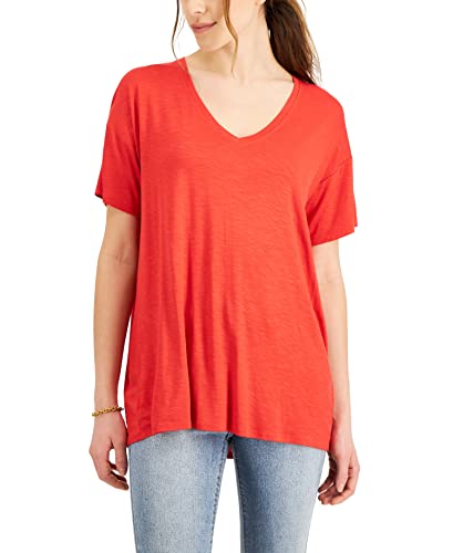 Style & Co Drapey V Neck Short Sleeve T-Shirt