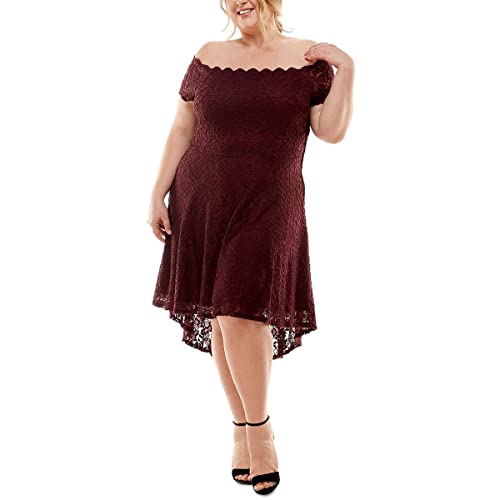 City Studios Trendy Plus Size Lace Off The Shoulder Dress