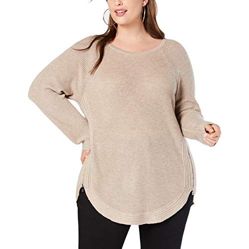 I.N.C. Plus Size Waffle-Knit Side-Zip Sweater