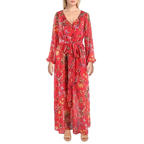 INC International Concepts Womens Long Sleeve V Neck Maxi Dress