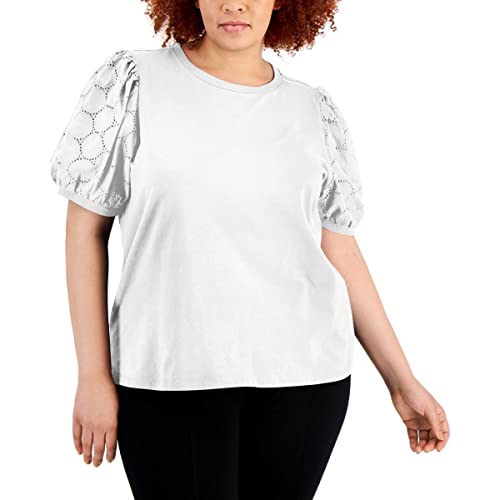 Anne Klein Plus Size Eyelet Sleeve Top