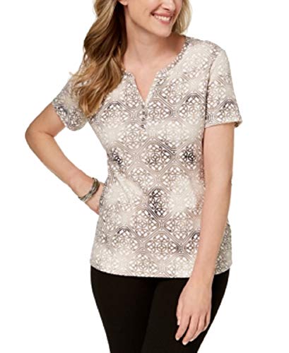Karen Scott Printed Henley T-Shirt