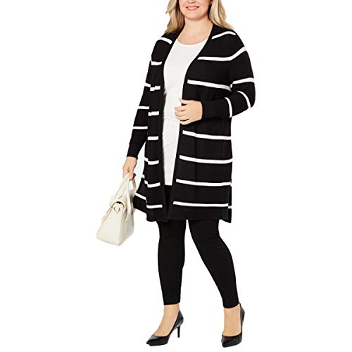 Plus Size Striped Open-Front Cardigan