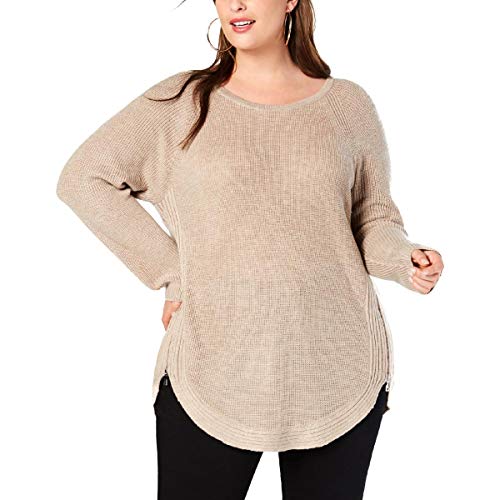 I.N.C. Plus Size Waffle-Knit Side-Zip Sweater
