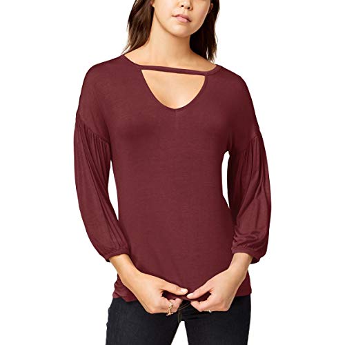 Juniors' Keyhole Bubble-Sleeve Top