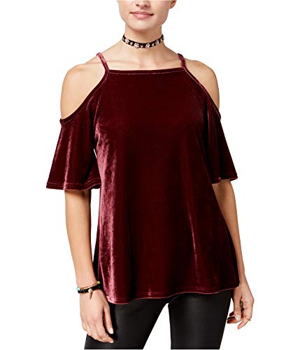 Juniors' Velvet Cold-Shoulder Top
