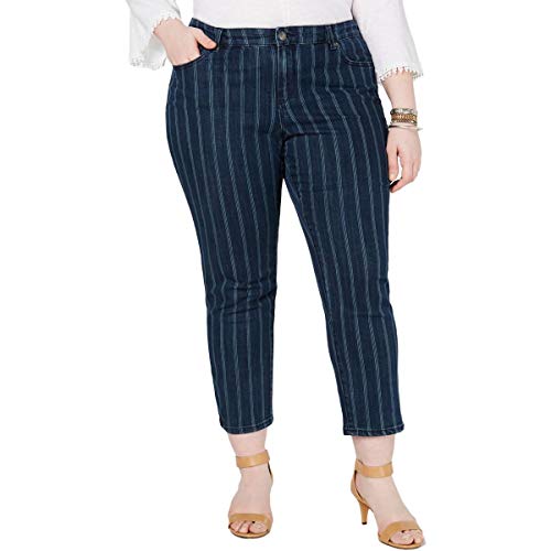 Plus Size Striped Ankle Jeans