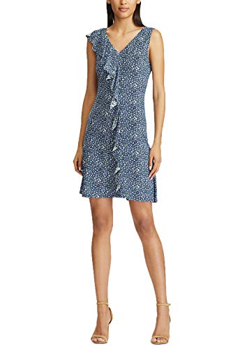 Floral-Print Ruffle-Trim Jersey Dress