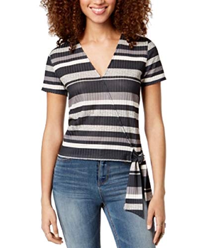 Juniors' Striped Wrap Top