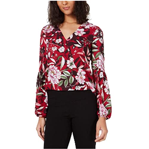 Floral-Print Faux-Wrap Top