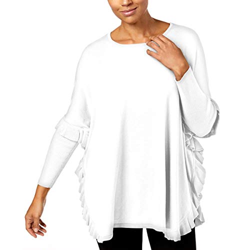 NY Collection Ruffled Poncho Sweater