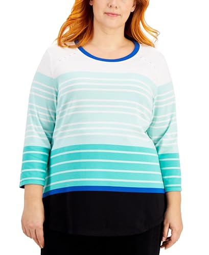 Karen Scott Plus Size Becca Striped T-Shirt