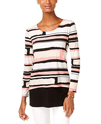 Alfani Petite Layered-Look Printed Top