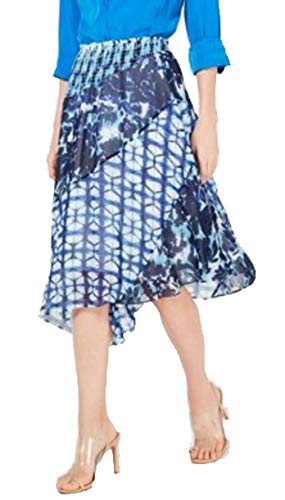 INC Mixed-Print Tie-Dye Asymmetrical Skirt