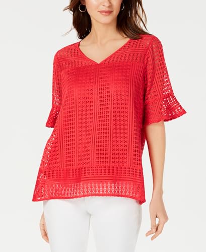 Petite Lace Bell-Sleeve Top