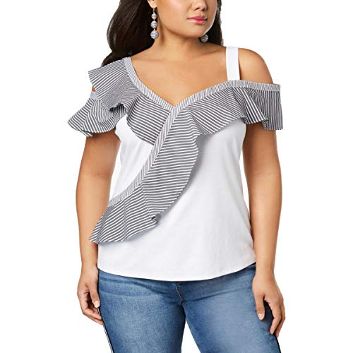 Plus Size Ruffle Trim Asymmetrical Top