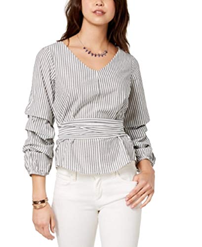 Juniors' Ruffle-Sleeved Tie-Front Blouse
