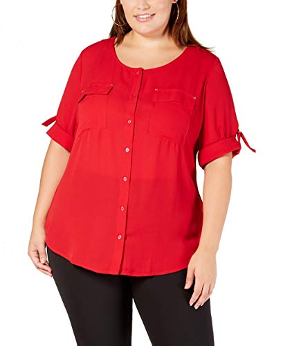 NY Collection Plus Petite Plus Size Utility Shirt