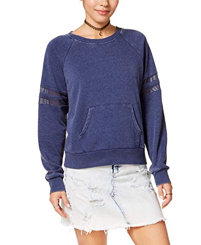 Hippie Rose Juniors Mesh Trimmed Pullover Sweatshirt