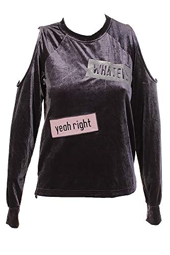 Active Juniors' Patches Velour Cold-Shoulder Top