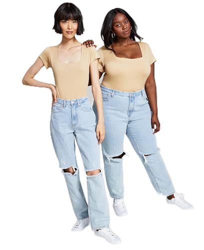 Now This Trendy Plus Size Square Neck Bodysuit