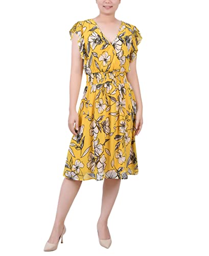 NY Collection Petite Flutter Sleeve Surplice Neck Dress