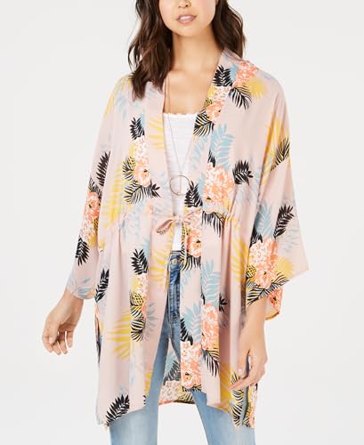 Juniors' Tie-Front Bouquet-Print Kimono