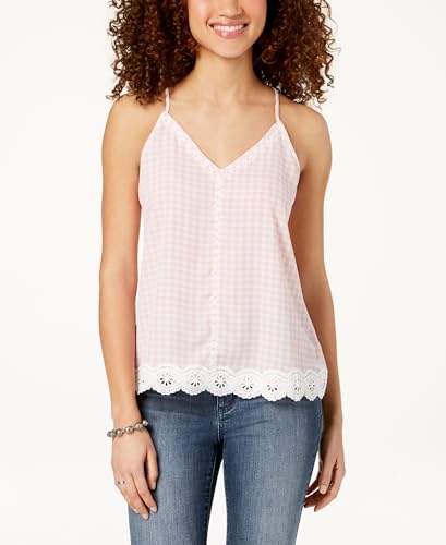 Juniors' Gingham Crochet Tank Top