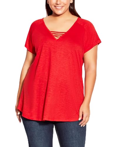 Plus Size 3 Bar V Neck Top