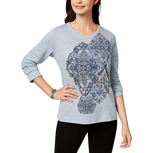 Style & Co Long Sleeve Metallic Graphic Sweatshirt