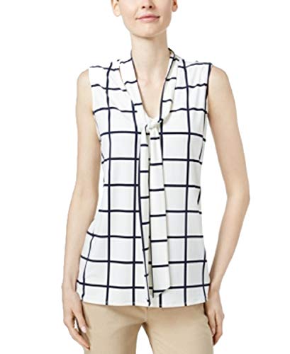 Charter Club Petite Printed Tie-Neck Top