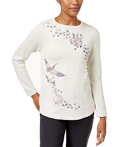 Style & Co Petite Cotton Embroidered Sweater