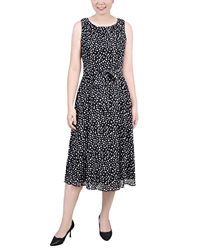Petite Sleeveless Chiffon Belted Dress