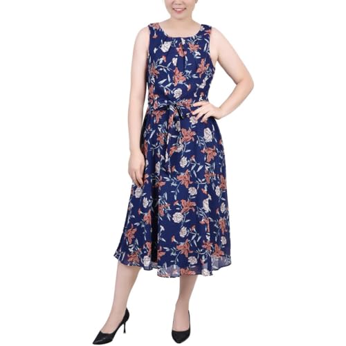 Petite Sleeveless Chiffon Belted Dress