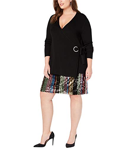 Plus Size Embellished Grommet Wrap Sweater