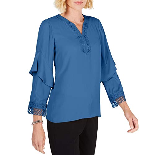 Alfani Ruffled Crochet Trim Top