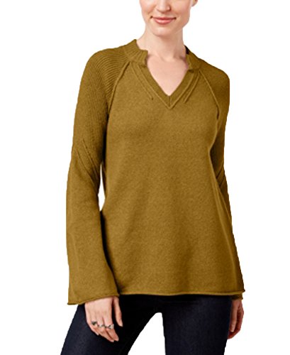 Split-Neck Bell-Sleeve Sweater