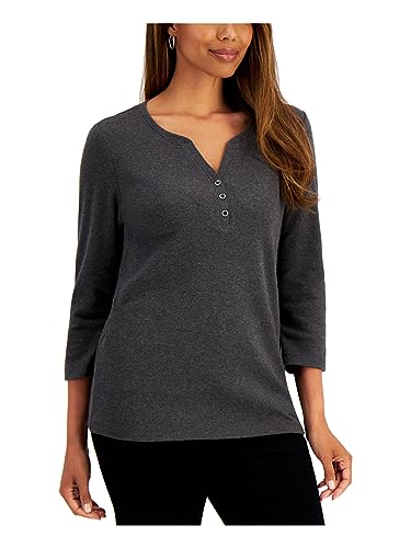 Cotton Henley V-Neck Top