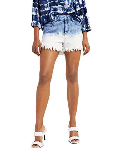 INC International Concepts Frayed Hem High Rise Denim Shorts